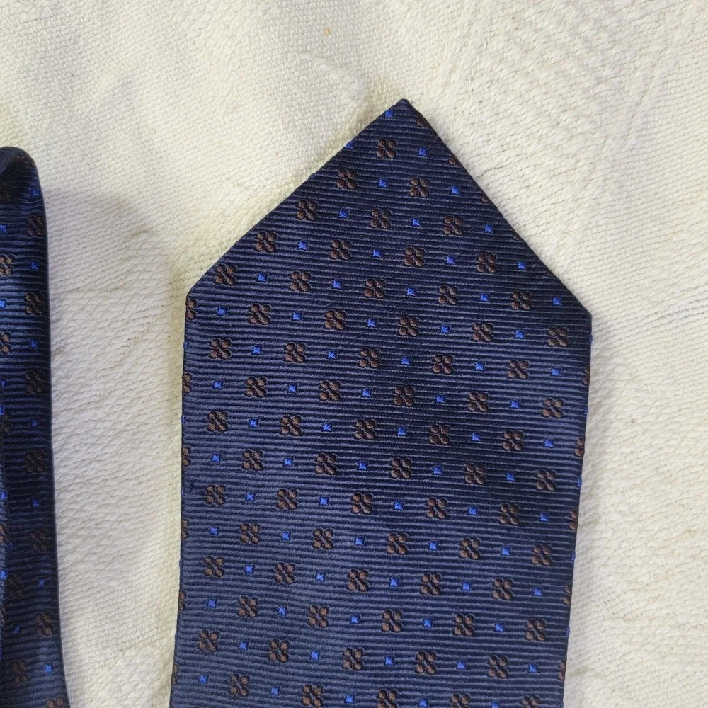 Breuer Navy Silk Pin Dot Foulard Repp Tie Handmade in France 4